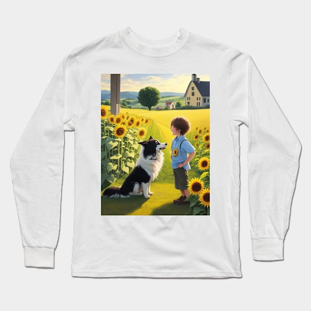 child hanging out with a dog. Long Sleeve T-Shirt by MeriemBz